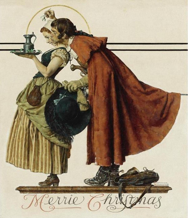 Under The Mistletoe by Norman Rockwell
